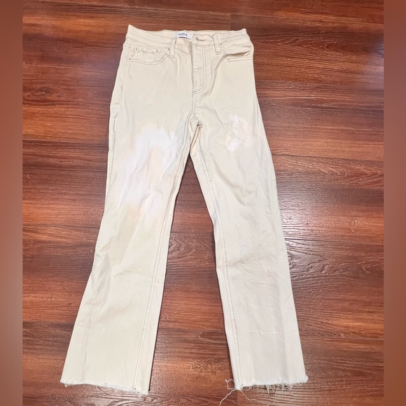Pistola Jean Woman 27 White Mid Rise Distressed Bleached Slim Fit USA Made Denim - Picture 1 of 10